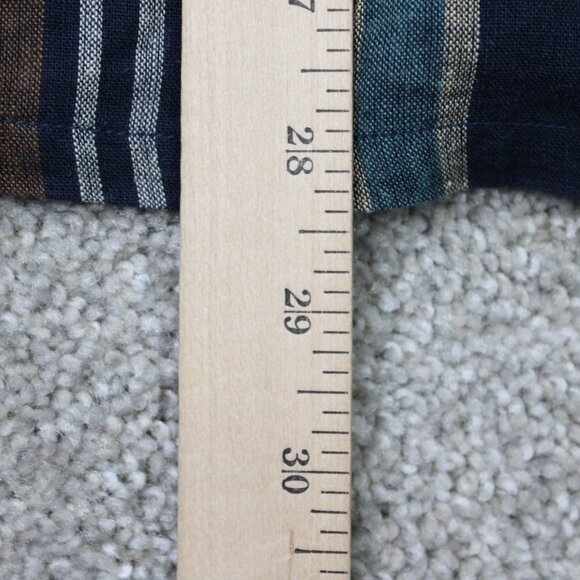 VTG Oscar De La Renta Shirt Mens Large Blue/Green Cotton/Linen/Ramie S/S Button - Picture 11 of 12